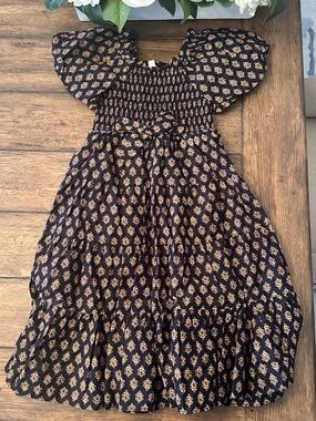 NWOT - A Loves A girl Block Print Smocked Dress - 6x